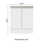 Bajo Mesada 70 x 60 cm 2 Puertas (Con Mesada) Blanco Glamy Madesa