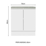 Bajo Mesada 70 x 60 cm 2 Puertas (Con Mesada) Blanco Glamy Madesa