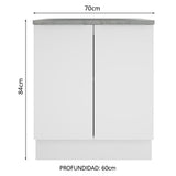Bajo Mesada 70 cm x 60 cm, Sin cajones 2 Puertas Stella Blanco