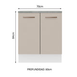 Bajo Mesada Cocina 70 x 60 cm 2 Puertas (Con Mesada) Blanco/Crema Agata Madesa