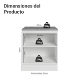 Bajo Mesada 70 x 60 cm 2 Puertas (Con Mesada) Blanco/Crema Vik Madesa