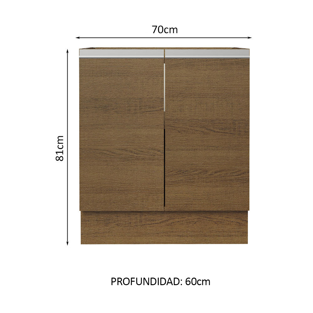 Bajo Mesada Cocina 70 x 60 cm 2 Puertas (Sin Mesada) Marrón Glamy Madesa