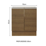 Bajo Mesada Cocina 70 x 60 cm 2 Puertas (Sin Mesada) Marrón Glamy Madesa