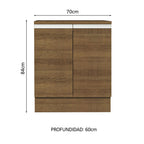 Bajo Mesada 70 x 60 cm 2 Puertas (Con Mesada) Marrón Glamy Madesa