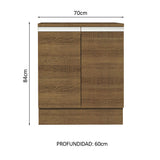 Bajo Mesada 70 x 60 cm 2 Puertas (Con Mesada) Marrón Glamy Madesa