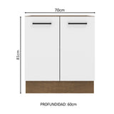 Bajo Mesada Cocina 70 x 60 cm 2 Puertas (Sin Mesada) Marrón/Blanco Agata Madesa