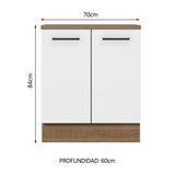 Bajo Mesada Cocina 70 x 60 cm 2 Puertas (Con Mesada) Marrón/Blanco Agata Madesa