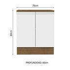 Bajo Mesada 70 x 60 cm 2 Puertas (Con Mesada) Marrón/Blanco Glamy Madesa