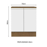 Bajo Mesada 70 x 60 cm 2 Puertas (Con Mesada) Marrón/Blanco Glamy Madesa