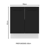 Bajo Mesada Cocina 70 x 60 cm 2 Puertas (Sin Mesada) Blanco/Negro Agata Madesa