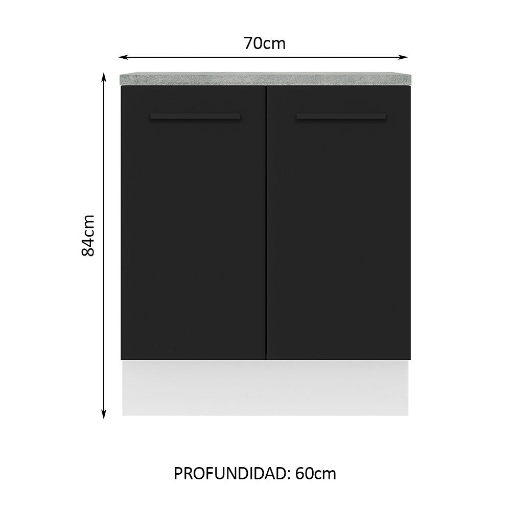 Bajo Mesada 70 cm x 60 cm, Sin cajones 2 Puertas Agata Blanco/Negro