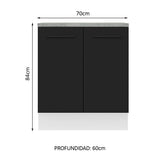 Bajo Mesada 70 cm x 60 cm, Sin cajones 2 Puertas Agata Blanco/Negro