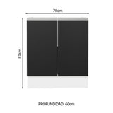 Bajo Mesada Cocina 70 x 60 cm 2 Puertas (Sin Mesada) Blanco/Negro Glamy Madesa