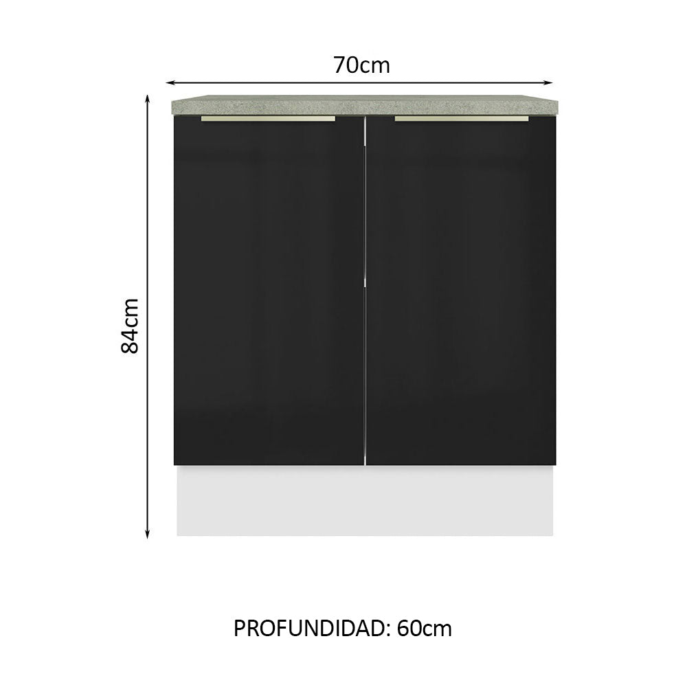 Bajo Mesada 70 cm x 60 cm, 2 Puertas Lux Blanco/Negro