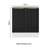 Bajo Mesada 70 cm x 60 cm, 2 Puertas Lux Blanco/Negro