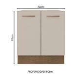 Bajo Mesada Cocina 70 x 60 cm 2 Puertas (Sin Mesada) Marrón/Crema Agata Madesa