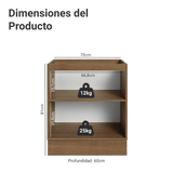 Bajo Mesada 70 x 60 cm 2 Puetas (Sin Mesada) Marrón/Crema Vik Madesa