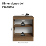 Bajo Mesada 70 x 60 cm 2 Puetas (Con Mesada) Marrón/Crema Vik Madesa