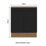 Bajo Mesada 70 cm x 60 cm, Sin cajones 2 Puertas Agata Marrón/Negro