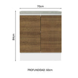 Bajo Mesada 70 x 60 cm 2 Puertas (Con Mesada) Blanco/Marrón Glamy Madesa