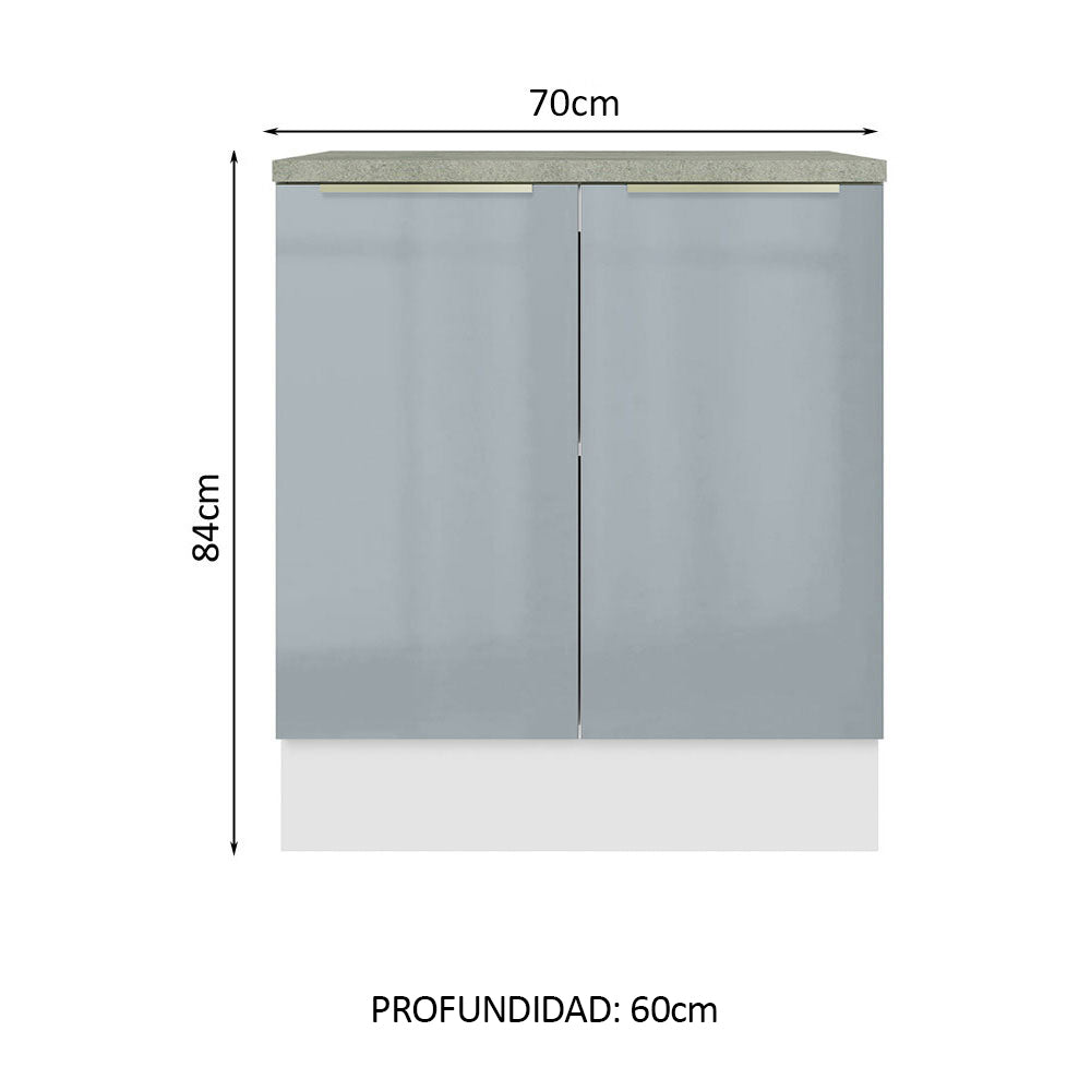 Bajo Mesada 70 cm  x 60 cm, 2 Puertas Lux Blanco/Gris