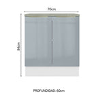 Bajo Mesada 70 x 60 cm 2 Puertas (Con Mesada) Blanco/Gris Lux Madesa