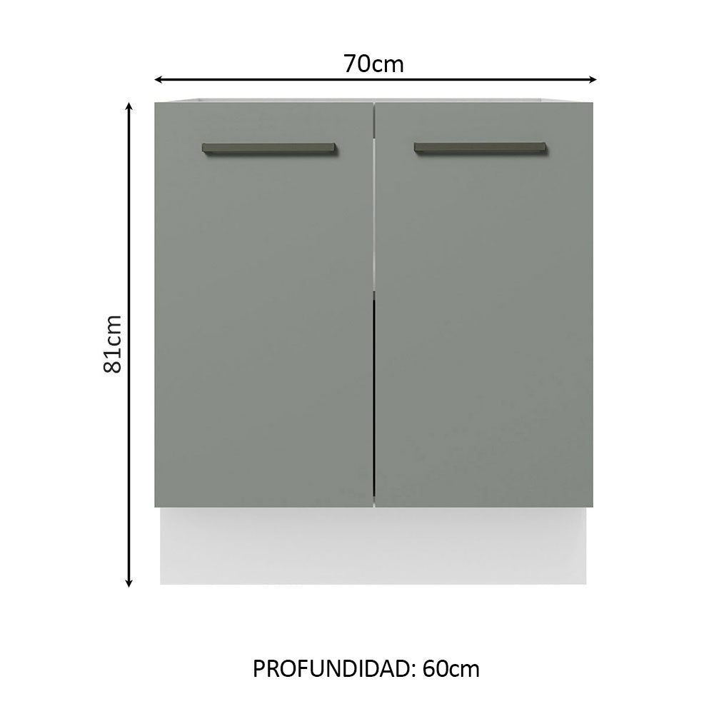 Bajo Mesada Cocina 70 x 60 cm 2 Puertas (Sin Mesada) Blanco/Gris Agata Madesa