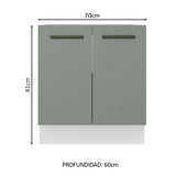 Bajo Mesada Cocina 70 x 60 cm 2 Puertas (Sin Mesada) Blanco/Gris Agata Madesa
