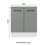 Bajo Mesada Cocina 70 x 60 cm 2 Puertas (Con Mesada) Blanco/Gris Agata Madesa