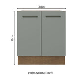Bajo Mesada Cocina 70 x 60 cm 2 Puertas (Sin Mesada) Marrón/Gris Agata Madesa