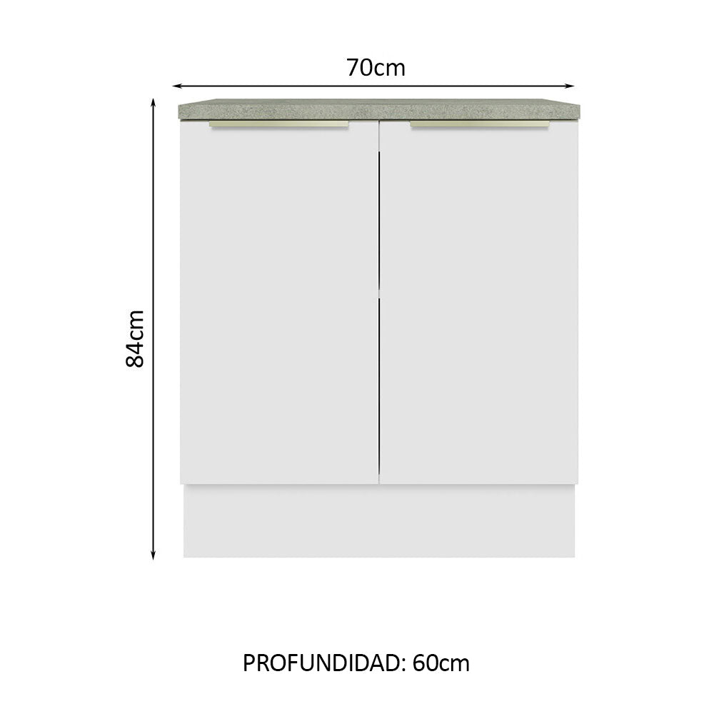 Bajo Mesada 70 cm x 60 cm, Sin cajones 2 Puertas Lux Blanco/Blanco