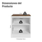 Bajo Mesada de Cocina 70 x 60 cm 2 Puertas (con Mesada) Blanco/Rustc Vik Madesa