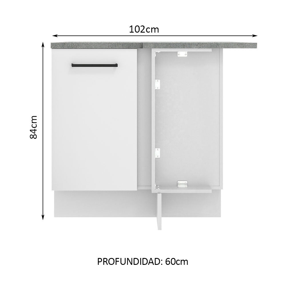 Bajo Mesada Esquinera 102cm x 64 cm (Con Mesada) Agata Blanco