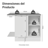 Bajo Mesada Esquinero 102 x 64 cm 1 Puerta (Con Mesada) Blanco Agata Madesa