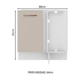 Bajo Mesada Cocina Esquinera 1 Puerta 60 cm Profundidad (Sin Mesada) Blanco/Crema Agata Madesa