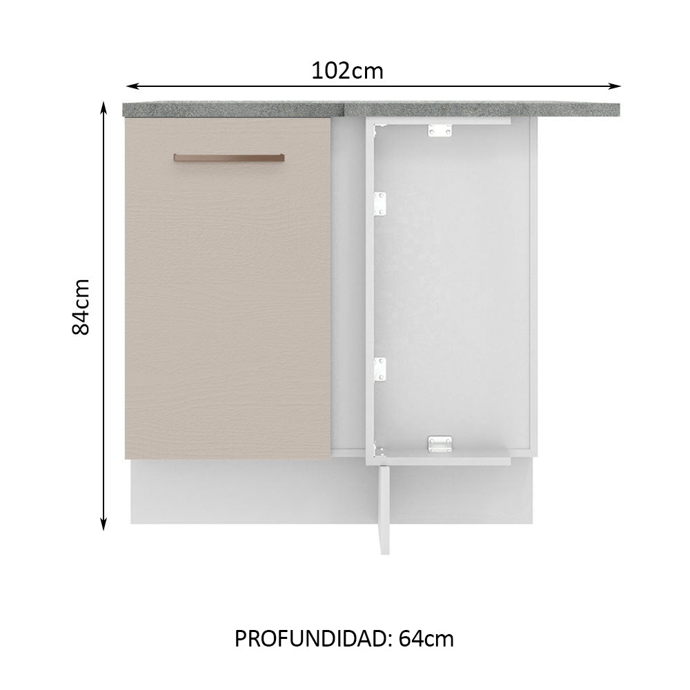 Bajo Mesada 102 cm x 64 cm, 1 Puerta Agata Blanco/Crema