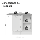 Bajo Mesada Esquinero para Línea de 60 cm Profundidad (Con Mesada) Blanco/Crema Vik Madesa