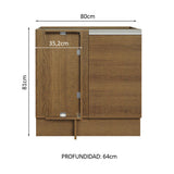 Bajo Mesada Esquinero 1 Puerta 60 cm Profundidad (Sin Mesada) Marrón Glamy Madesa