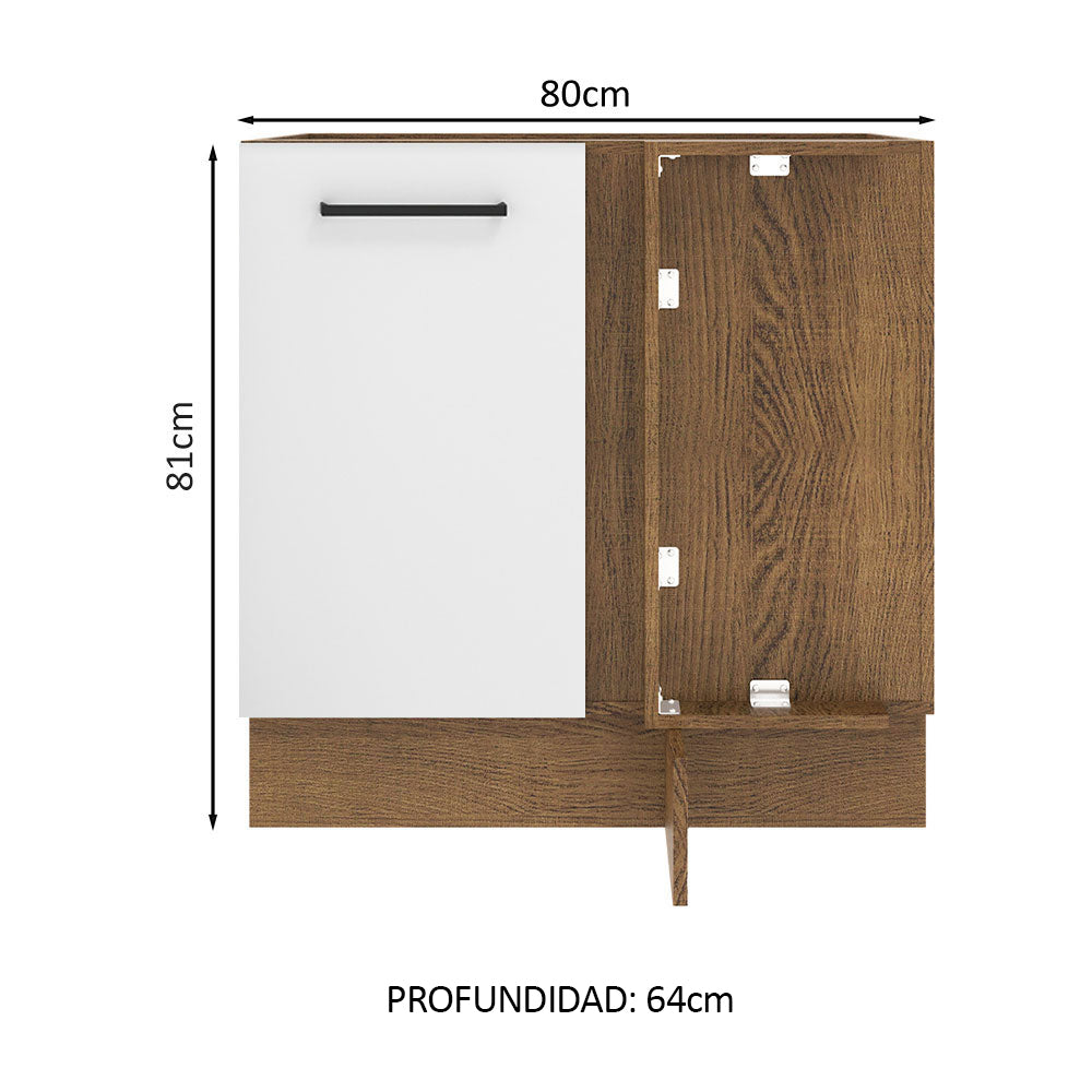 Bajo Mesada Cocina Esquinera 1 Puerta 60 cm Profundidad (Sin Mesada) Marrón/Blanco Agata Madesa