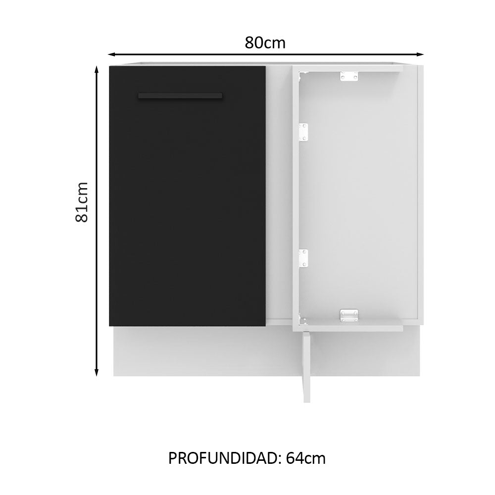 Bajo Mesada Cocina Esquinera 1 Puerta 60 cm Profundidad (Sin Mesada) Blanco/Negro Agata Madesa