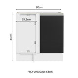 Bajo Mesada Esquinero 1 Puerta 60 cm Profundidad (Sin Mesada) Blanco/Negro Glamy Madesa