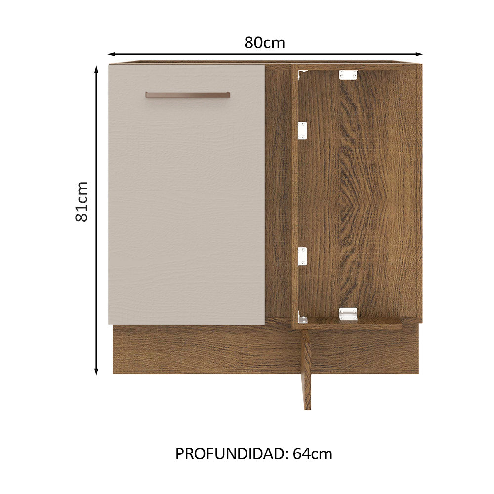 Bajo Mesada Cocina Esquinera 1 Puerta 60 cm Profundidad (Sin Mesada) Marrón/Crema Agata Madesa