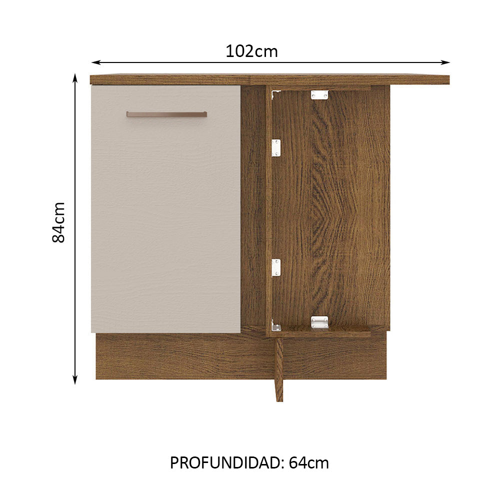 Bajo Mesada 102 cm  x 64 cm, 1 Puerta Agata Marrón/Crema