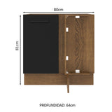 Bajo Mesada Cocina Esquinera 1 Puerta 60 cm Profundidad (Sin Mesada) Marrón/Negro Agata Madesa