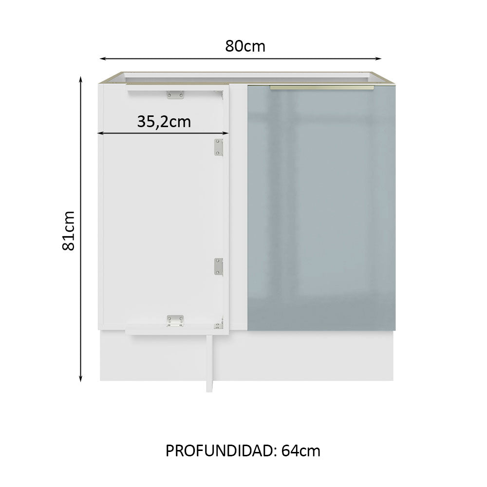 Bajo Mesada 80 cm x 60 cm, 1 Puerta Lux Blanco/Gris