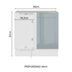 Bajo Mesada 80 x 64 cm 1 Puerta (Sin Mesada) 80 x 60 Blanco/Gris Lux Madesa
