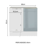 Bajo Mesada 80 cm x 60 cm, 1 Puerta Lux Blanco/Gris