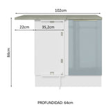 Bajo Mesada 102 cm x 60 cm, 1 Puerta Lux Blanco/Gris