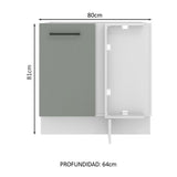 Bajo Mesada 80 cm x 60 cm, Sin cajones 1 Puerta Agata Blanco/Gris