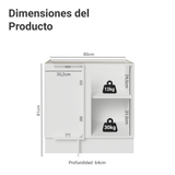 Bajo Mesada esquinero para Linha de 60 cm Profundidade (Sin Mesada) Blanco/Gris Vik Madesa